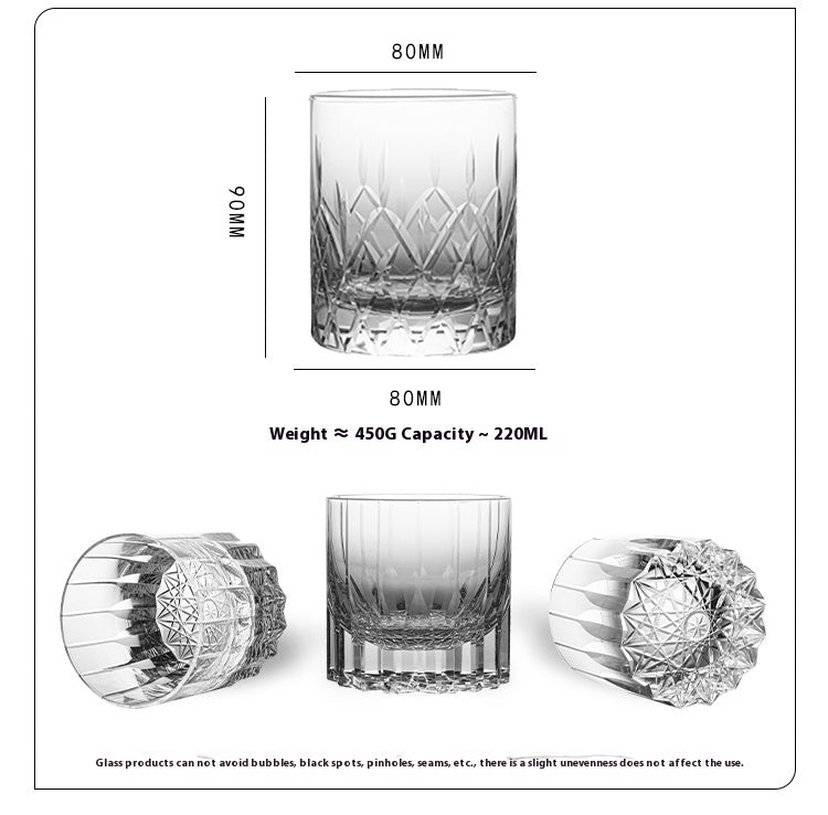 European wine glass transparent glass engraved cut cup | Remember