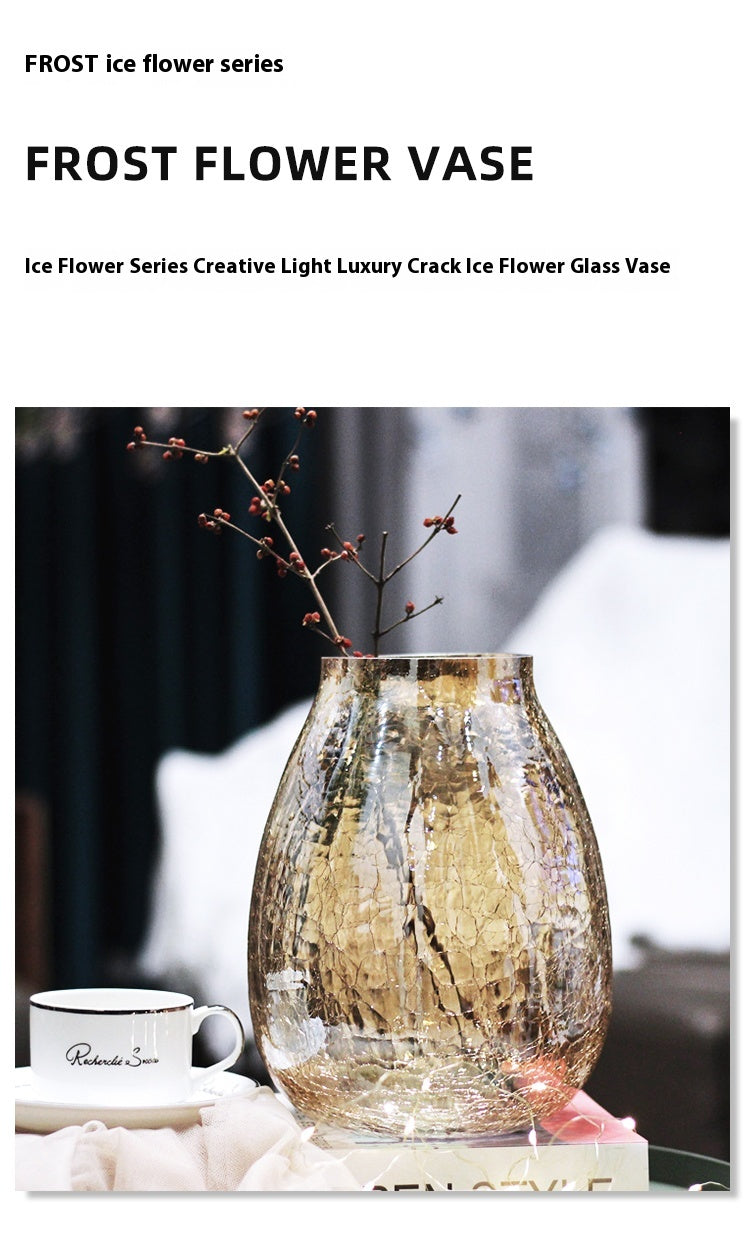 Creative light luxury cracked glass flower arrangement transparent home decoration | Ice flowers