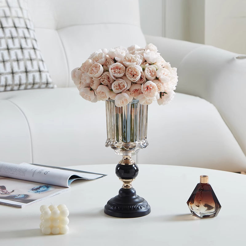 Vase Modern Light Luxury Premium Glass Flower Arranger Ornament Living Room Dining Table | Anno