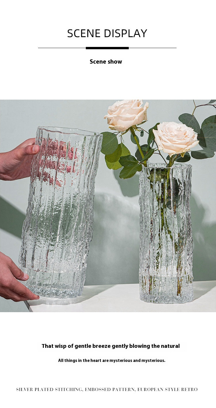 Glacier Vase Glass Transparent Flower Arrangement Living Room Dining Table Ornament | Extreme Frozen