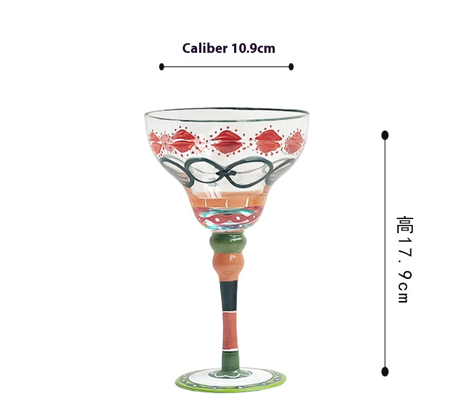 High-value hand-painted stained glass red wine glass cocktail glass birthday gift