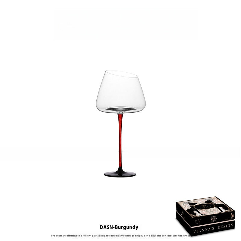 High-grade red bottom black rod glass red wine glass household tall diagonal champagne cup
