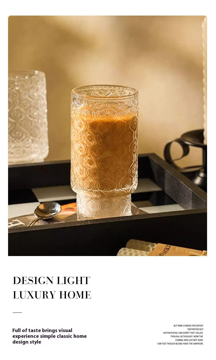 Niche medieval relief glass bubble juice cup beer cup | locust flower