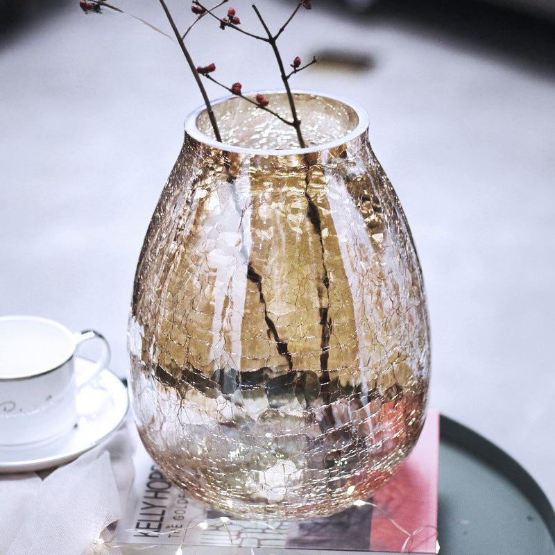 Creative light luxury cracked glass flower arrangement transparent home decoration | Ice flowers