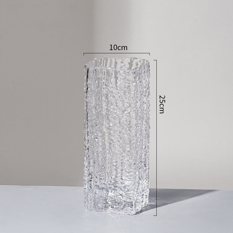 Glacier Vase Glass Transparent Flower Arrangement Living Room Dining Table Ornament | Extreme Frozen