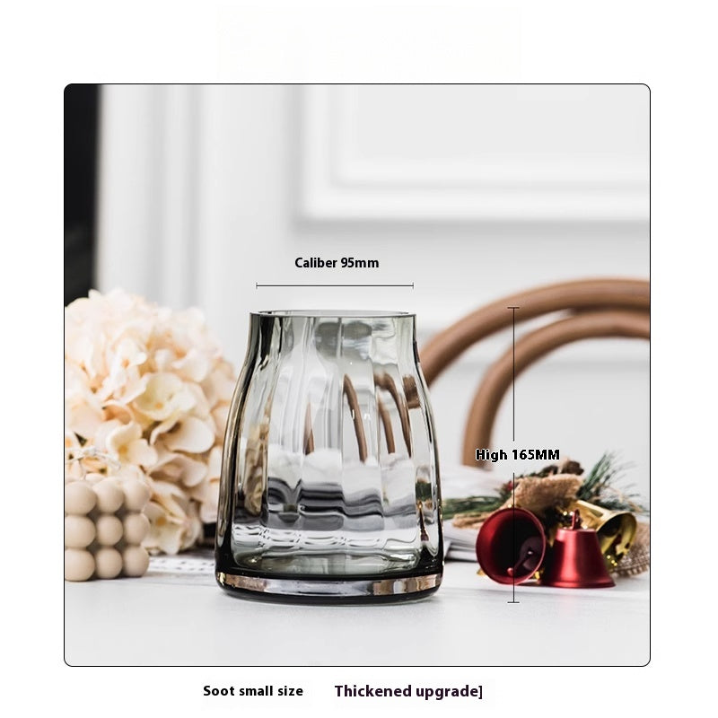 Light luxury transparent glass vase ornament living room table placement | Manta