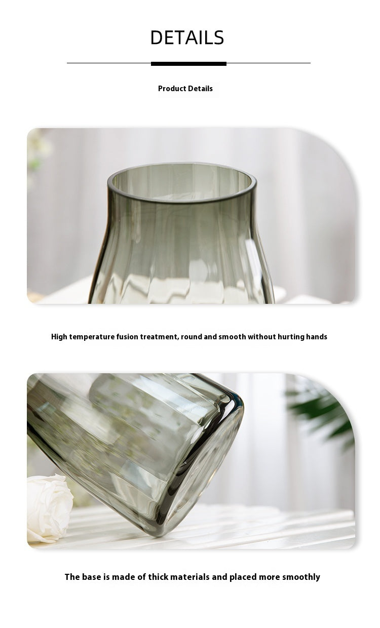 Light luxury transparent glass vase ornament living room table placement | Manta