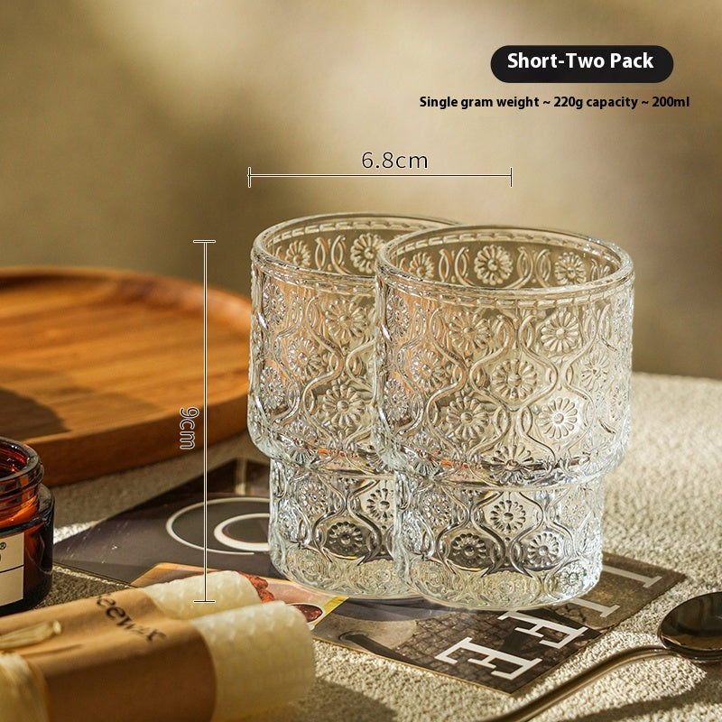 Niche medieval relief glass bubble juice cup beer cup | locust flower