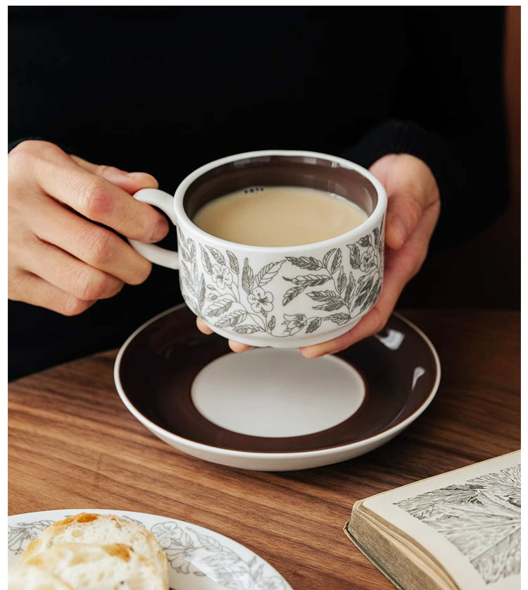 Cups Medieval Coffee Cups and Saucers Delicate Household Ceramic Cup Set French | Qinghan