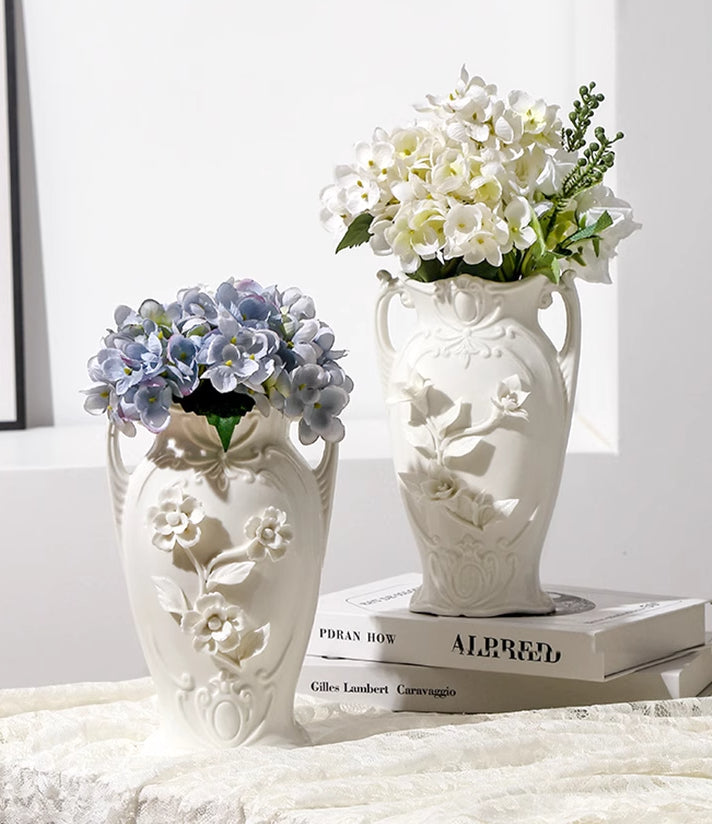 Vase French Handmade Ceramic Embossed Pinch Flower Appliance Dining Table Home Ornament | Painting