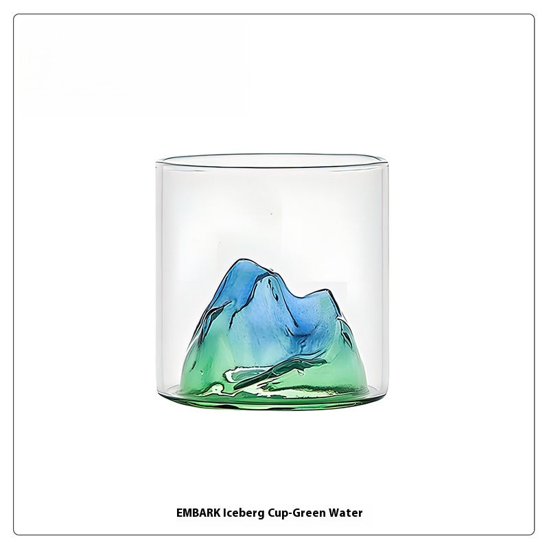 Cups Household Color 3D Stereoscopic Mountain View Heat-resistant Glasses Wine Glasses | Iceberg