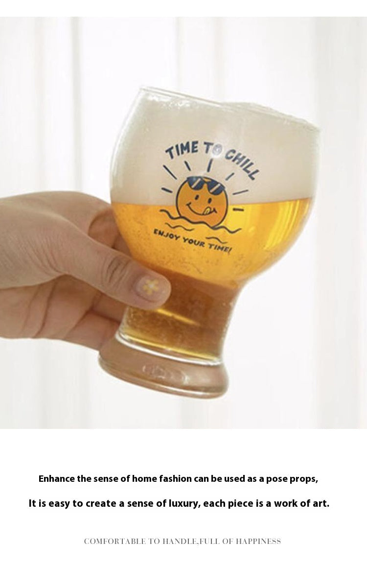 Beer Cup Glass Household Drinking Cup Creative Milk Cup | Smile