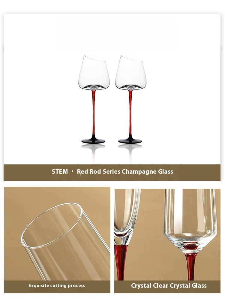 European Champagne Glass Set Creative Crystal Glass Wine Glass Goblet | Red Rod