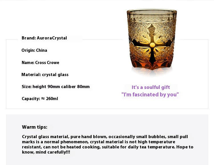 Cross Kro Edo Cut Whiskey Crystal Glass Wine Glass High-end Light Luxury Gift for Girls