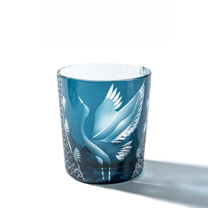 Edo cut crane handmade foreign wine glass whiskey glass lead-free crystal glass