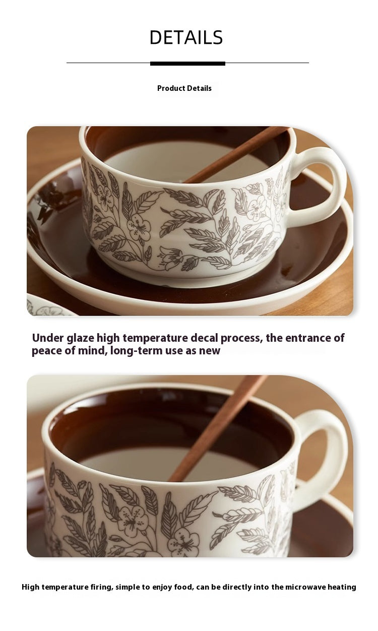 Cups Medieval Coffee Cups and Saucers Delicate Household Ceramic Cup Set French | Qinghan