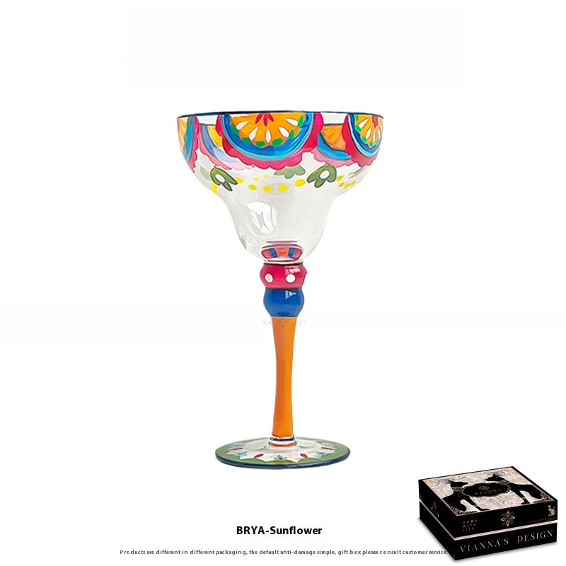 High-value hand-painted stained glass red wine glass cocktail glass birthday gift