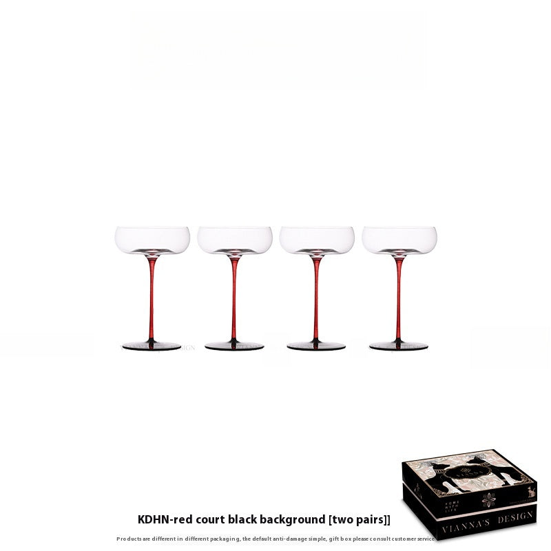 European red rod black background glass cocktail cup household tall ice cream cup