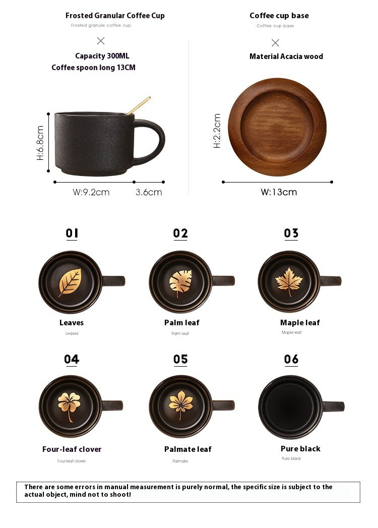 Cup with coffee cup ceramic with base with spoon black matte Nordic light luxury | Yaoblack