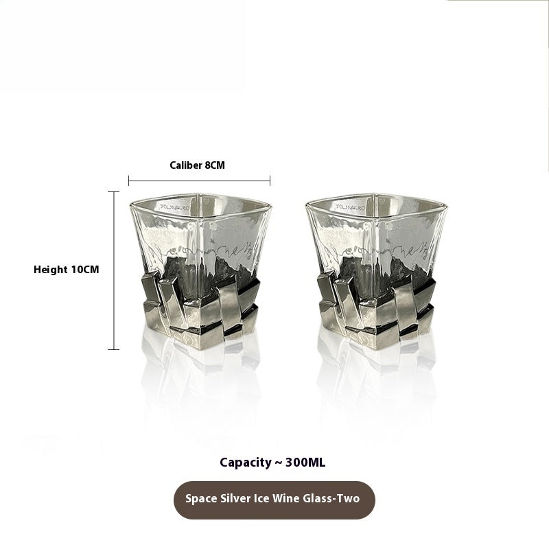 Glass with Wine Glass Creative Light Luxury Glass Premium Whiskey Cup | Ice Cubes