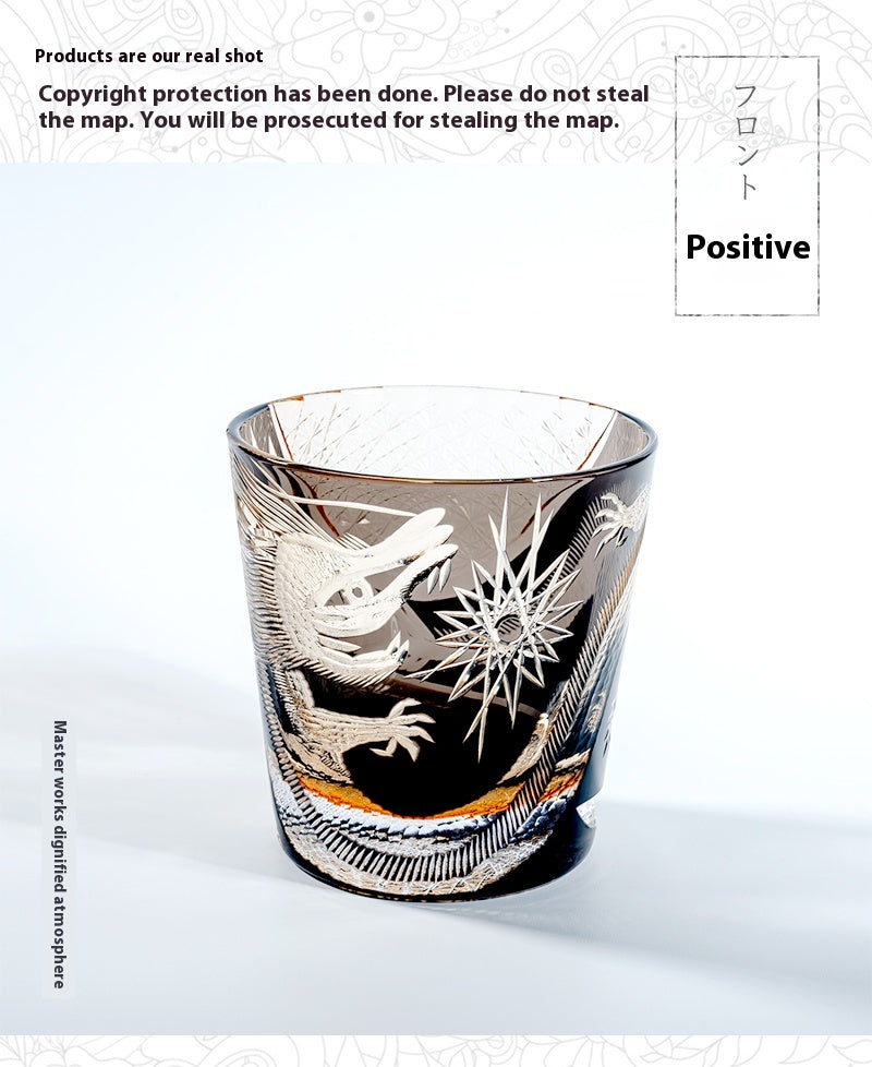 Year of the Dragon limited edition, black dragon cup, hand-carved foreign wine cup, whiskey glass, lead-free crystal glass, high-end.