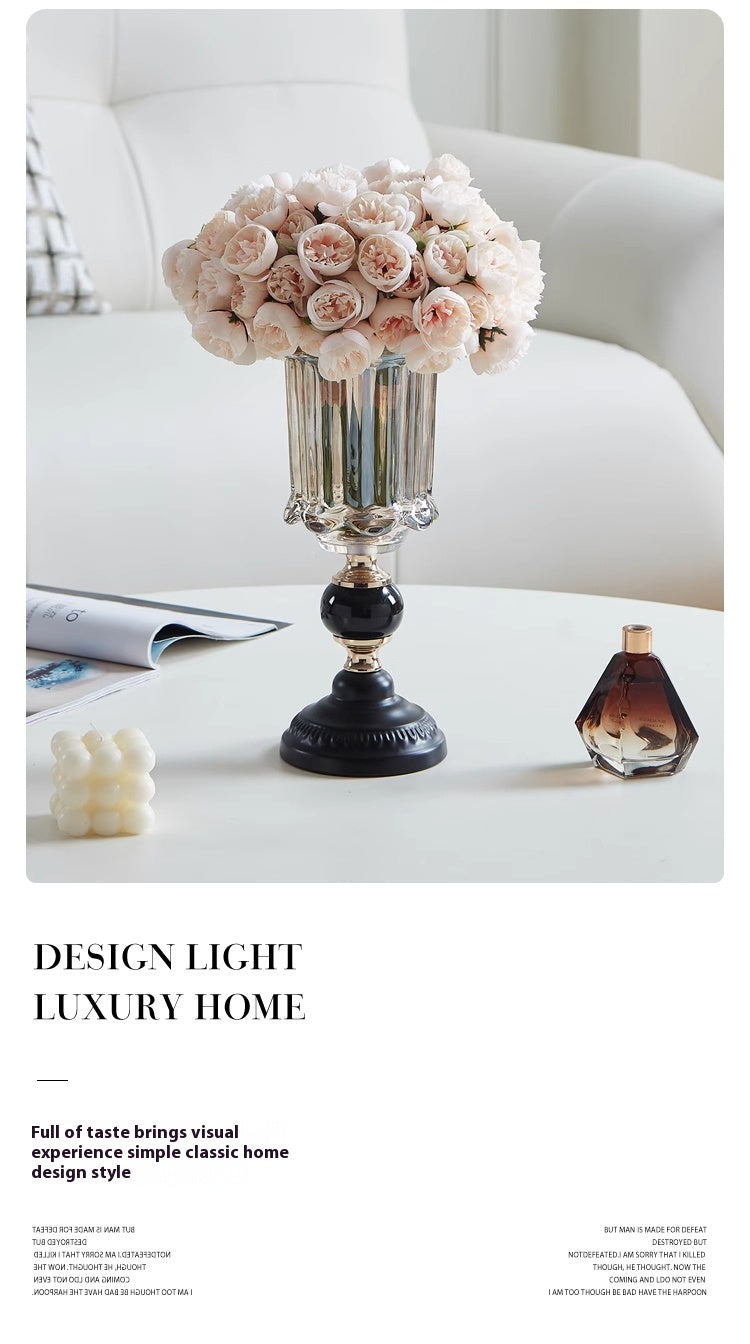 Vase Modern Light Luxury Premium Glass Flower Arranger Ornament Living Room Dining Table | Anno