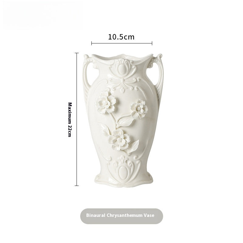 Vase French Handmade Ceramic Embossed Pinch Flower Appliance Dining Table Home Ornament | Painting