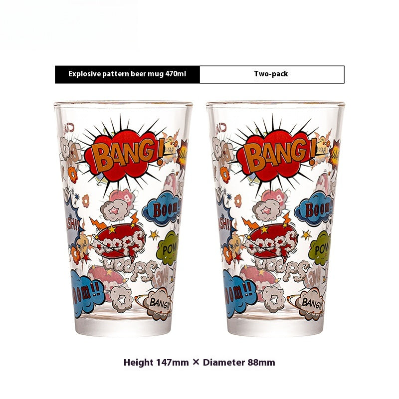 Glass Creative Heat-resistant Milk Drink Cup Printed Beer Cup | Exploding Flower