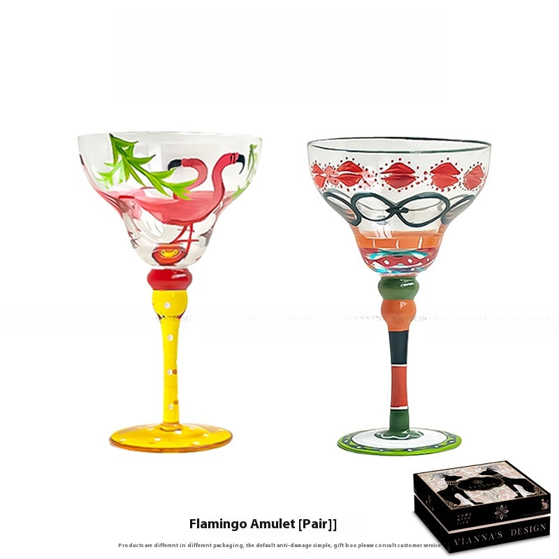 High-value hand-painted stained glass red wine glass cocktail glass birthday gift