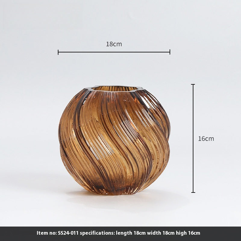 Vase Irregular Twist Glass Flower Arranger Modern ins Home Ornament | Spiral