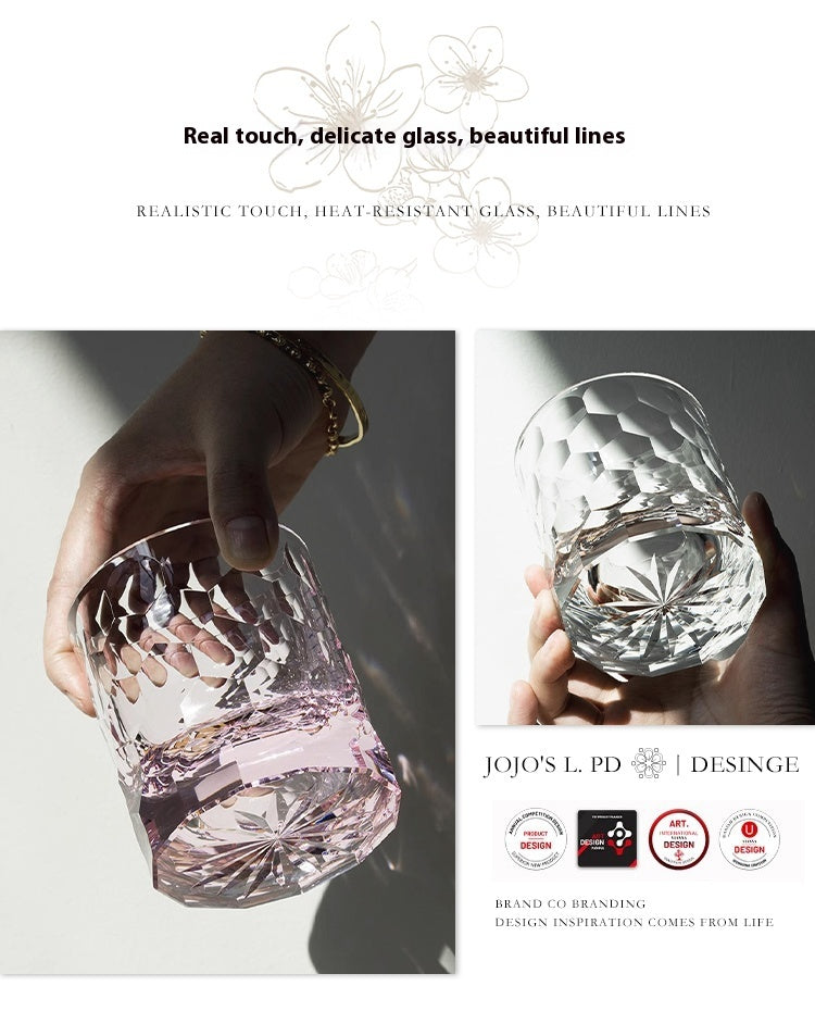 Pink Crystal Cup Glass Edo Cut Handmade Whiskey | Ke Yu