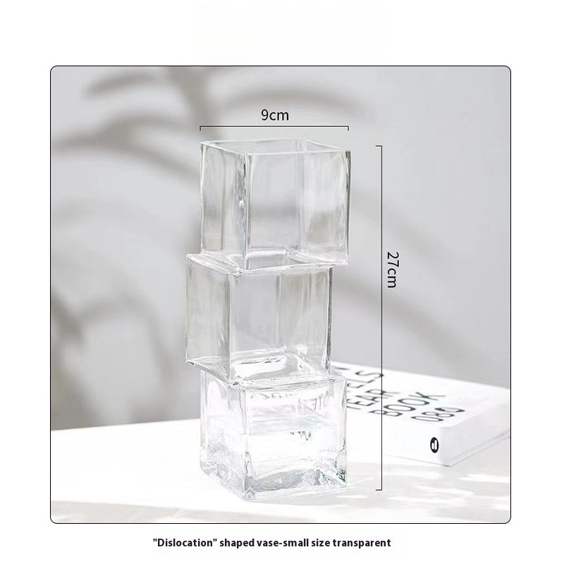 Vase light luxury creative special-shaped transparent flower ware living room dining table decoration ornament | Dislocation
