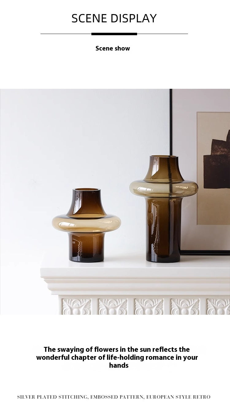 Vase light luxury medieval glass tabletop ornament high-end living room decoration | Focus