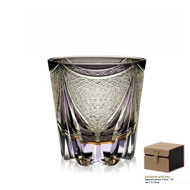 Edo Cezi Sanctuary Purple Ice Hand-carved Whiskey Crystal Cup Glass Wine Glass High-end Gift Gift