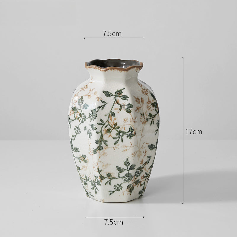 Vase retro star anise ceramic ice crack ornament living room new Chinese style | Linglong
