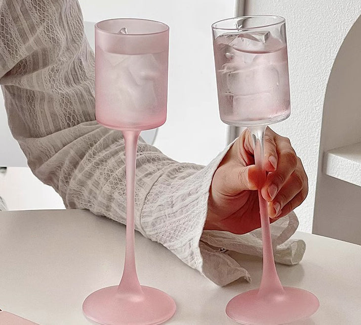 French frosted tall glass wine glass champagne glass niche straight cocktail glass