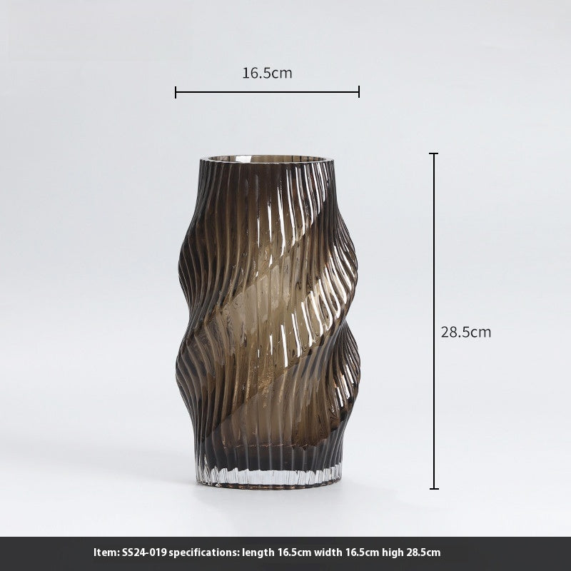 Vase Irregular Twist Glass Flower Arranger Modern ins Home Ornament | Spiral