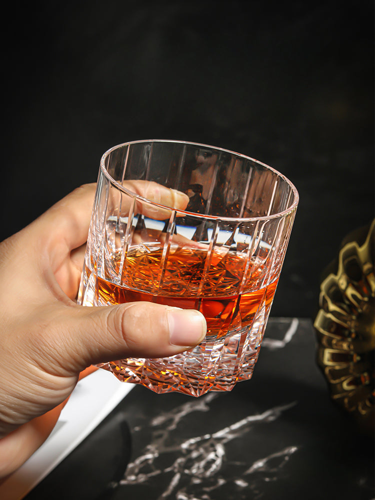 European wine glass transparent glass engraved cut cup | Remember
