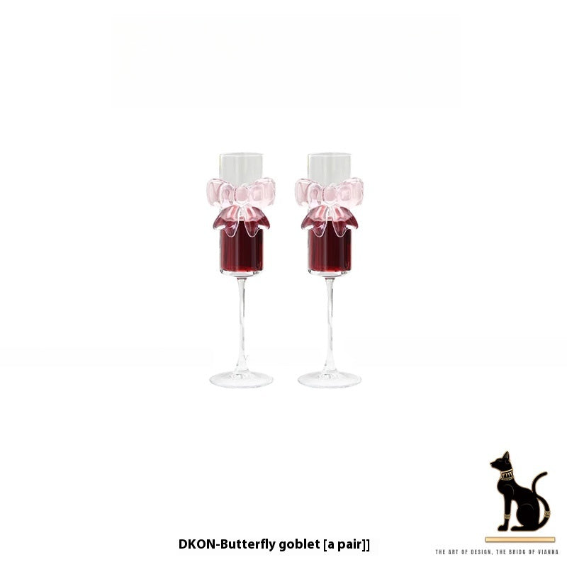 High-value butterfly high-foot glass champagne glass household wine glass crystal glass