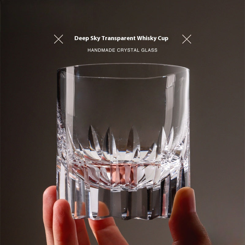 European wine glass transparent glass engraved cut cup | Remember