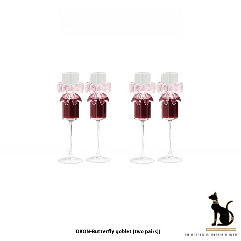 High-value butterfly high-foot glass champagne glass household wine glass crystal glass