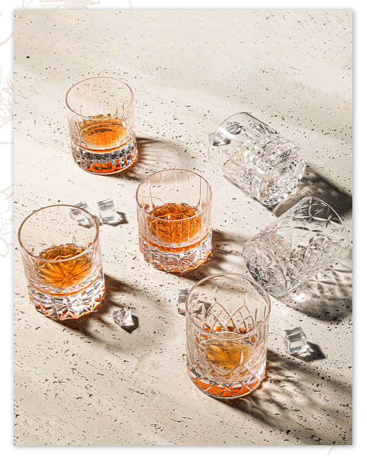 European wine glass transparent glass engraved cut cup | Remember