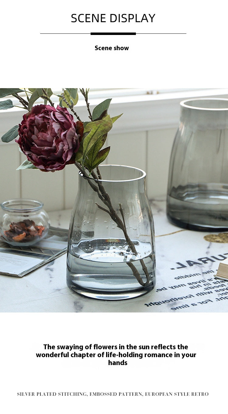 Light luxury transparent glass vase ornament living room table placement | Manta