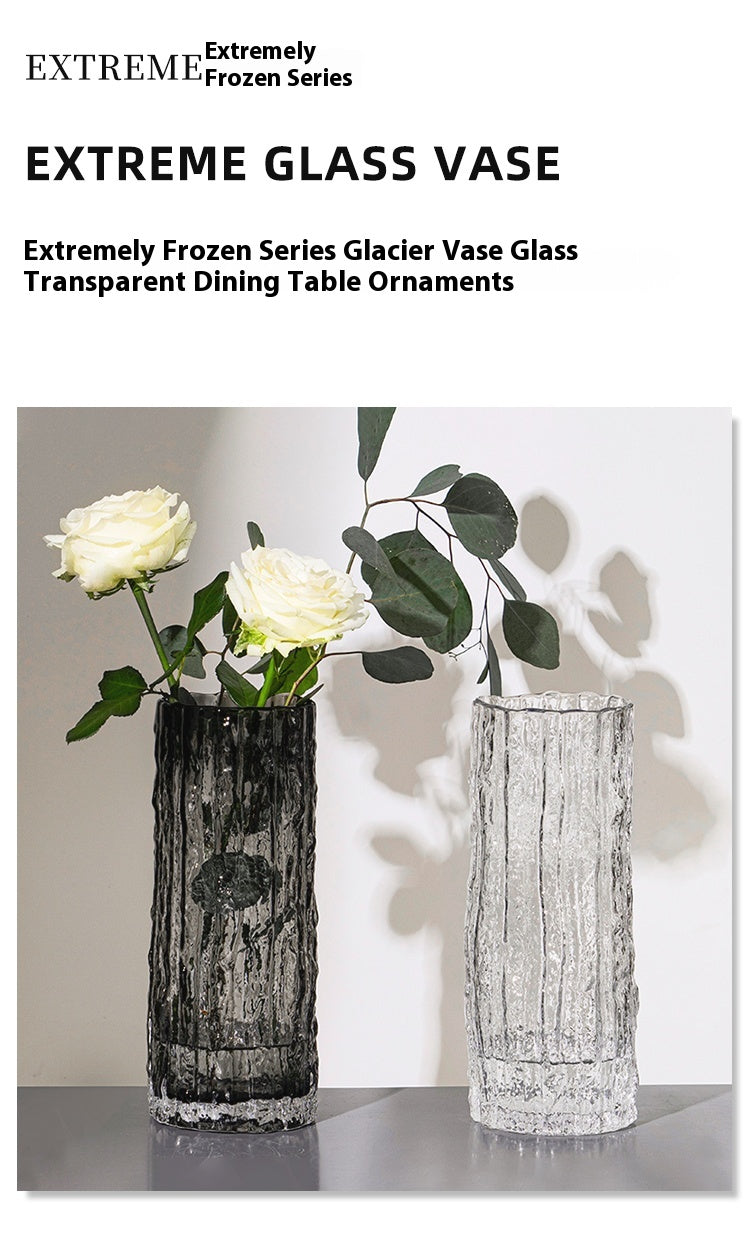 Glacier Vase Glass Transparent Flower Arrangement Living Room Dining Table Ornament | Extreme Frozen